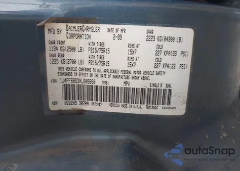 1999 Jeep Cherokee Classic/Sport from USA, damaged, VIN 1J4FF68S3XL608860